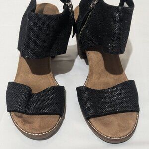 TOMS Majorca Cutout Block black sandals casual canvas 9.5